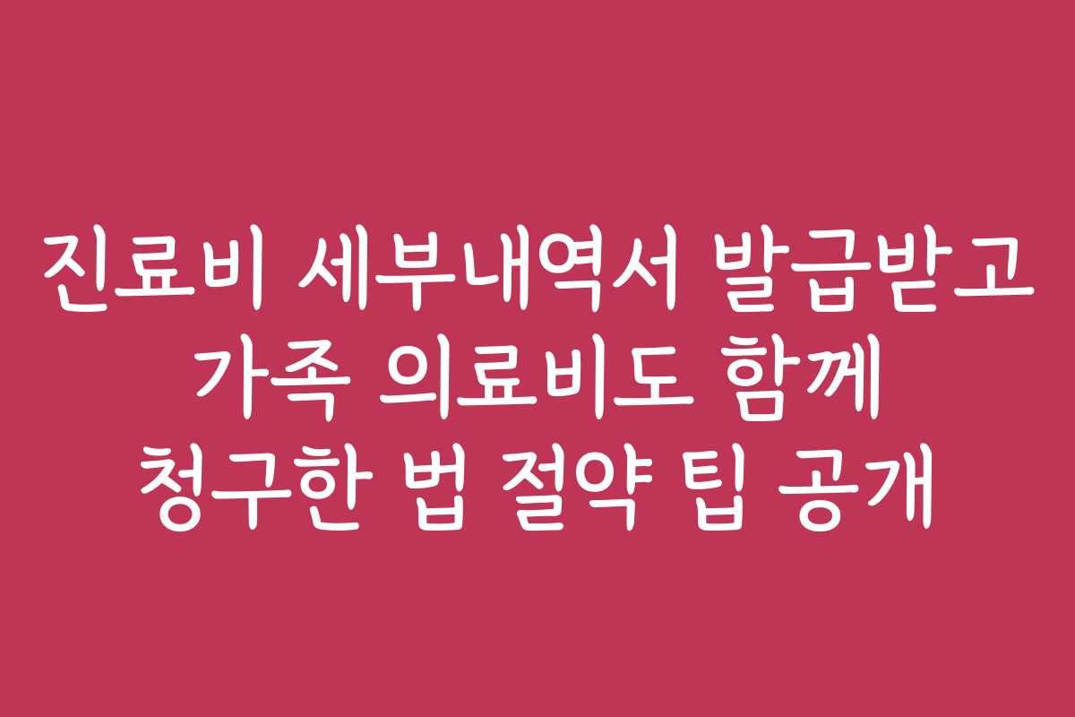 진료비 세부내역서 발급받고 가족 의료비도 함께 청구한 법 절약 팁 공개