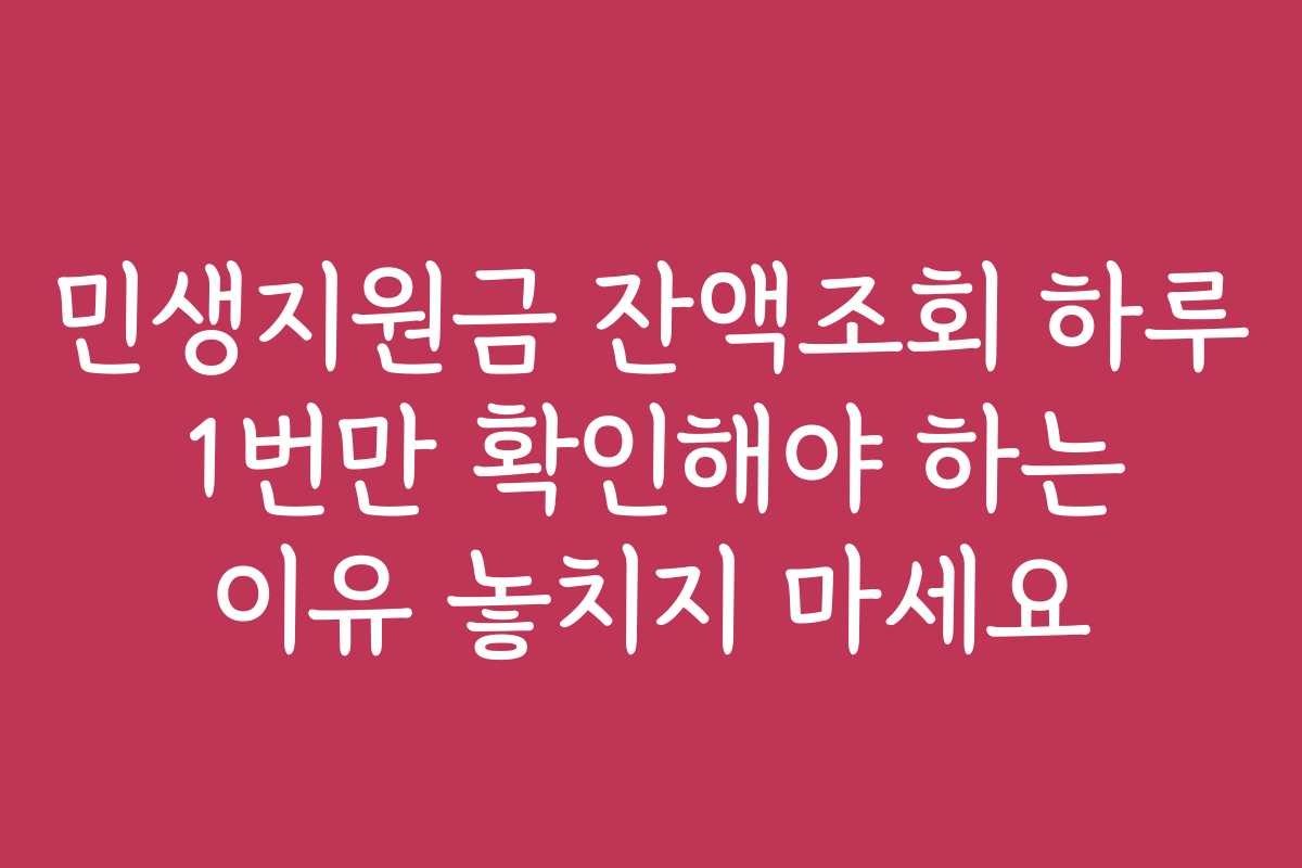 민생지원금 잔액조회 하루 1번만 확인해야 하는 이유 놓치지 마세요