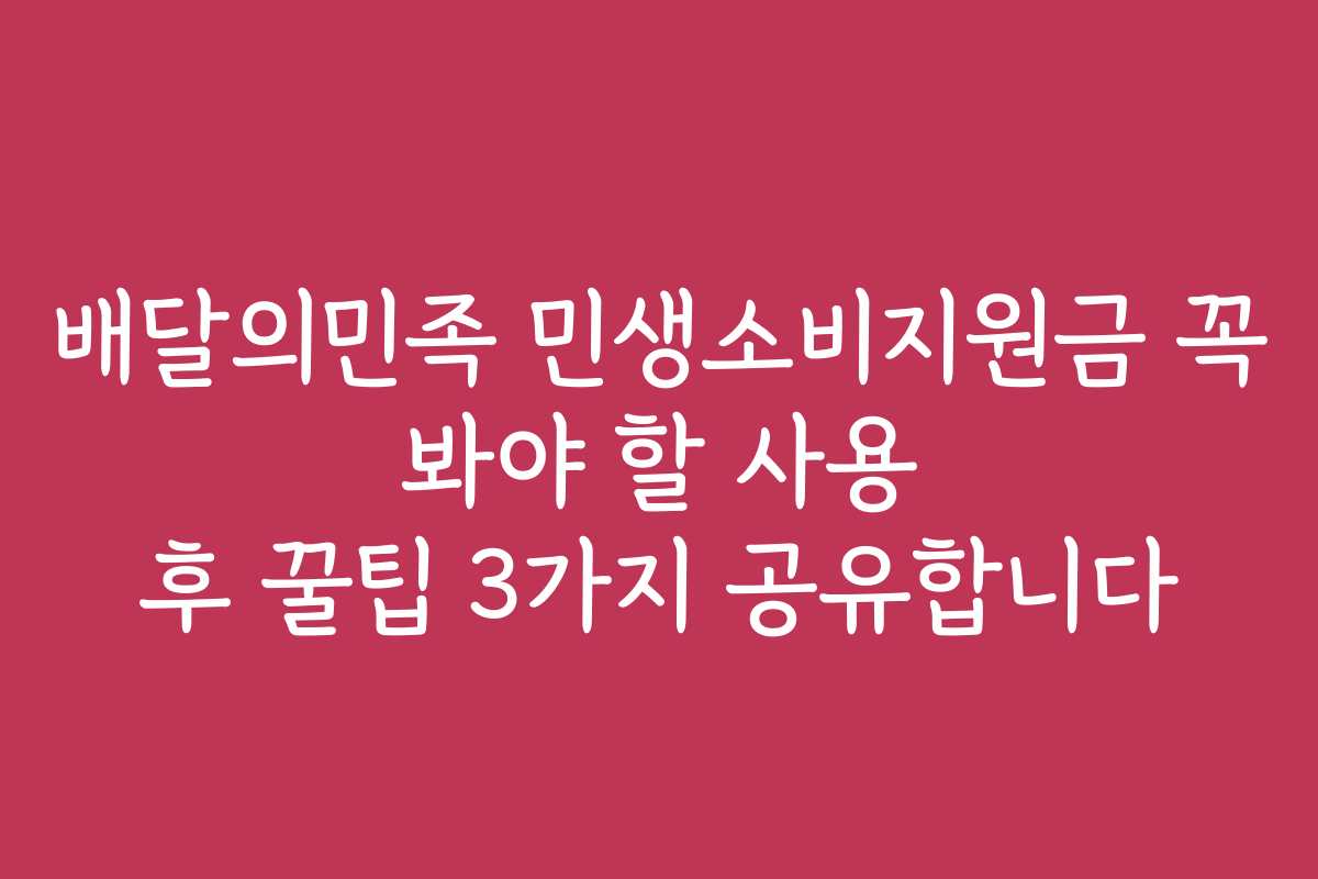 배달의민족 민생소비지원금 꼭 봐야 할 사용 후 꿀팁 3가지 공유합니다