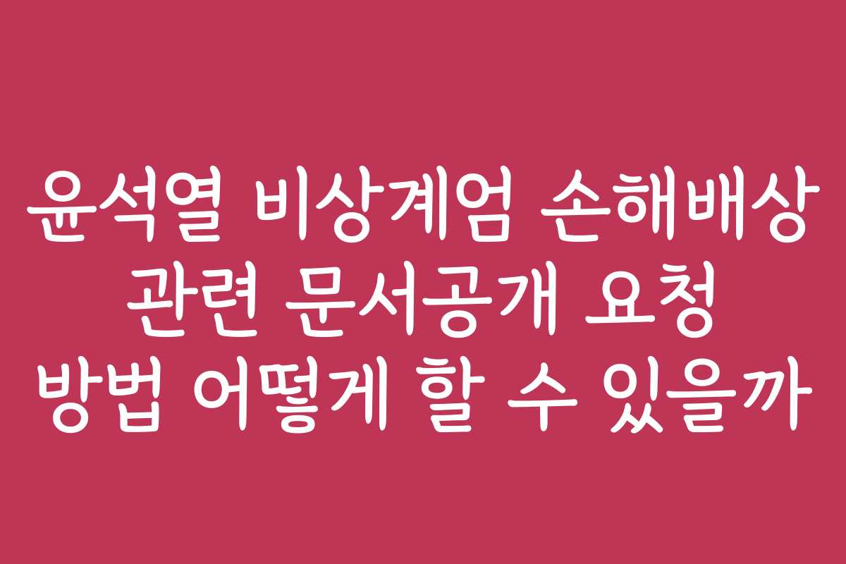 윤석열 비상계엄 손해배상 관련 문서공개 요청 방법 어떻게 할 수 있을까