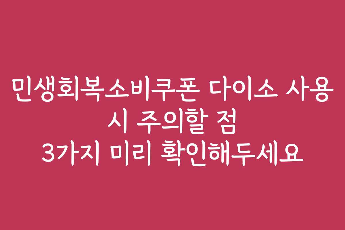 민생회복소비쿠폰 다이소 사용 시 주의할 점 3가지 미리 확인해두세요
