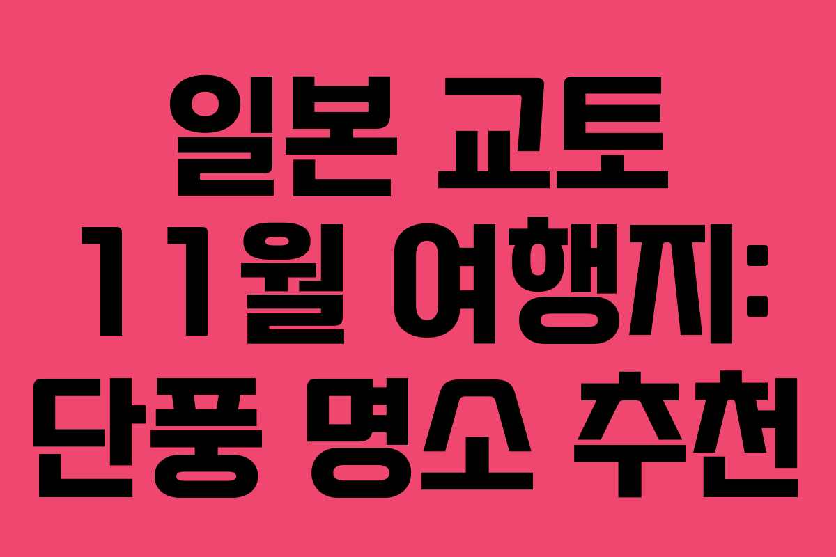 일본 교토 11월 여행지: 단풍 명소 추천