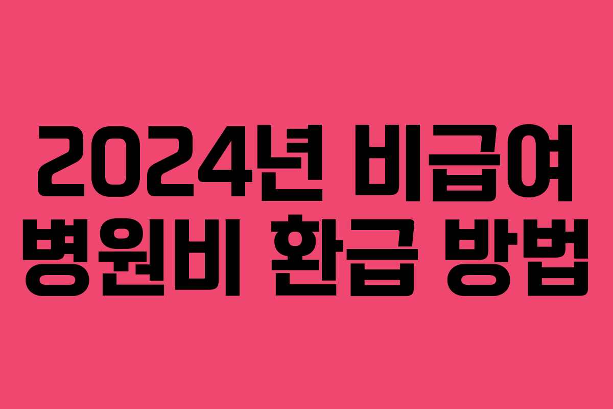2024년 비급여 병원비 환급 방법