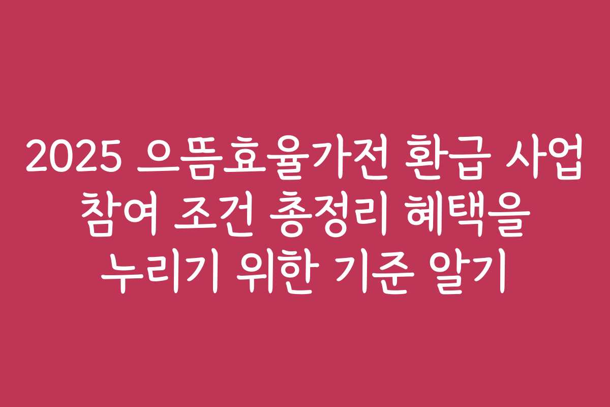 2025 으뜸효율가전 환급 사업 참여 조건 총정리 혜택을 누리기 위한 기준 알기