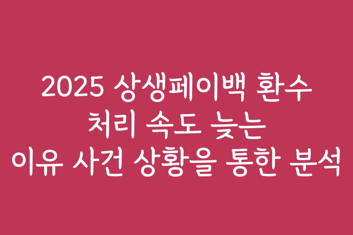 2025 상생페이백 환수 처리 속도 늦는 이유 사건 상황을 통한 분석