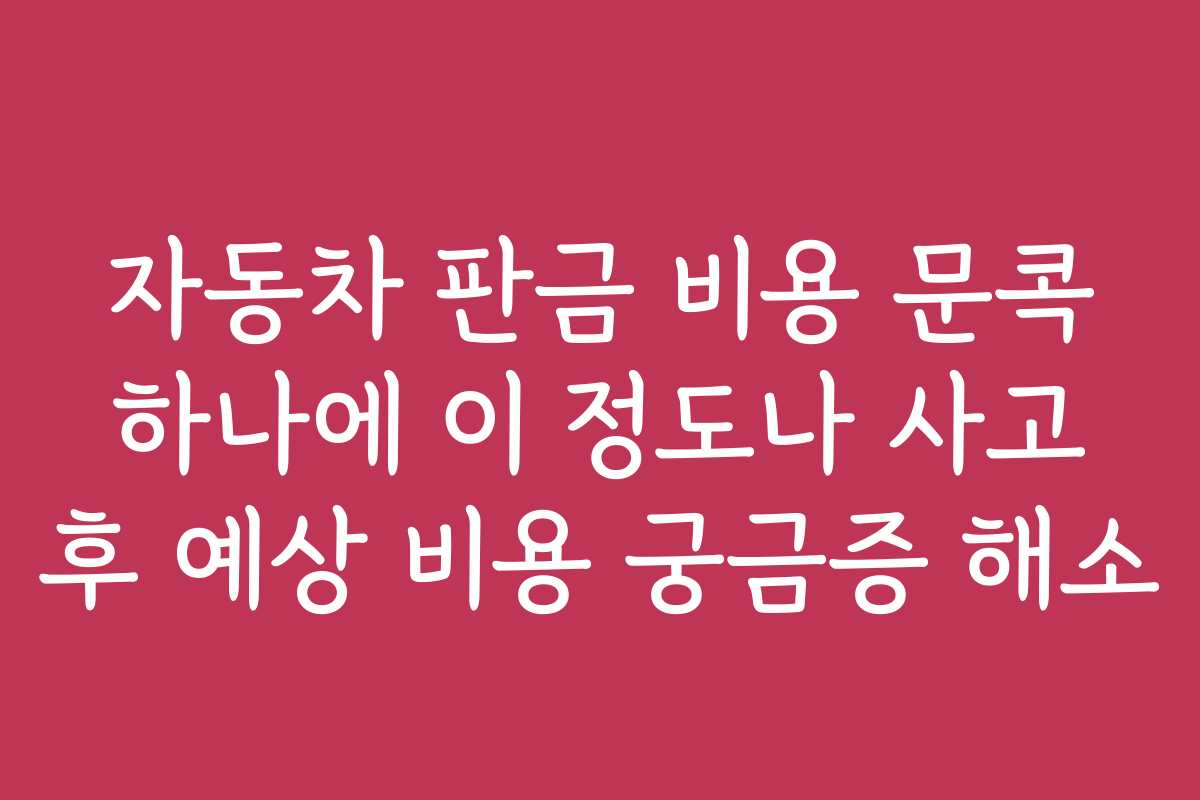 자동차 판금 비용 문콕 하나에 이 정도나 사고 후 예상 비용 궁금증 해소