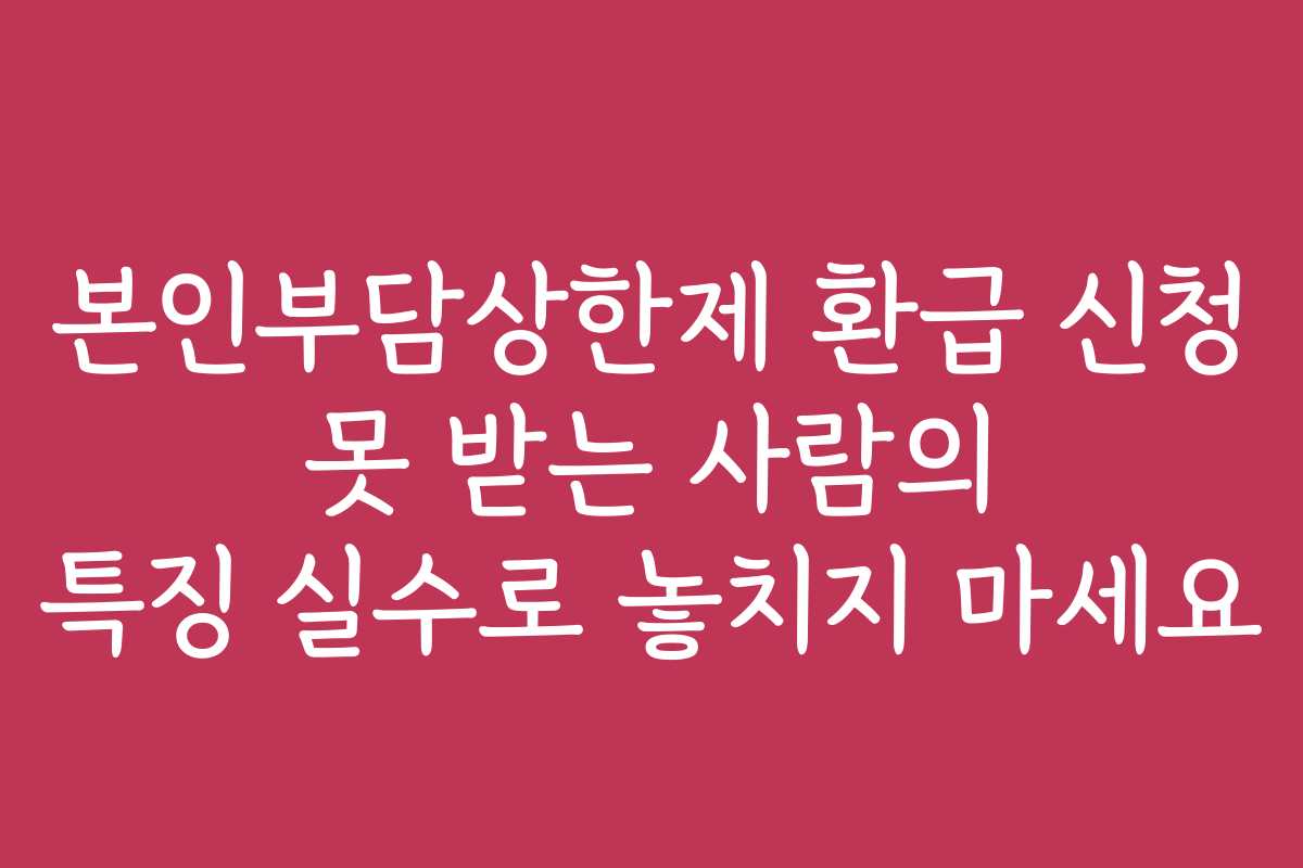 본인부담상한제 환급 신청 못 받는 사람의 특징 실수로 놓치지 마세요