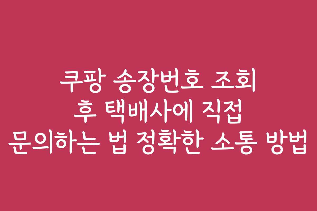 쿠팡 송장번호 조회 후 택배사에 직접 문의하는 법 정확한 소통 방법