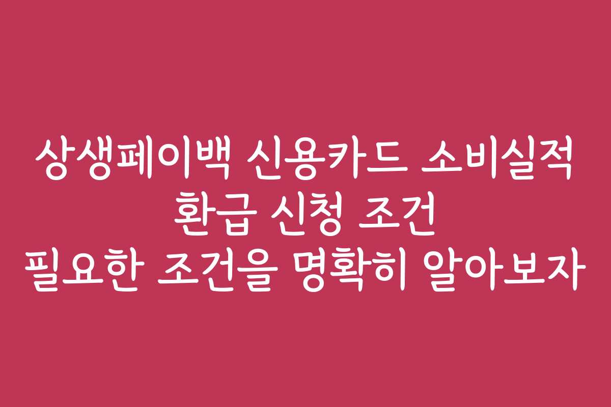 상생페이백 신용카드 소비실적 환급 신청 조건 필요한 조건을 명확히 알아보자