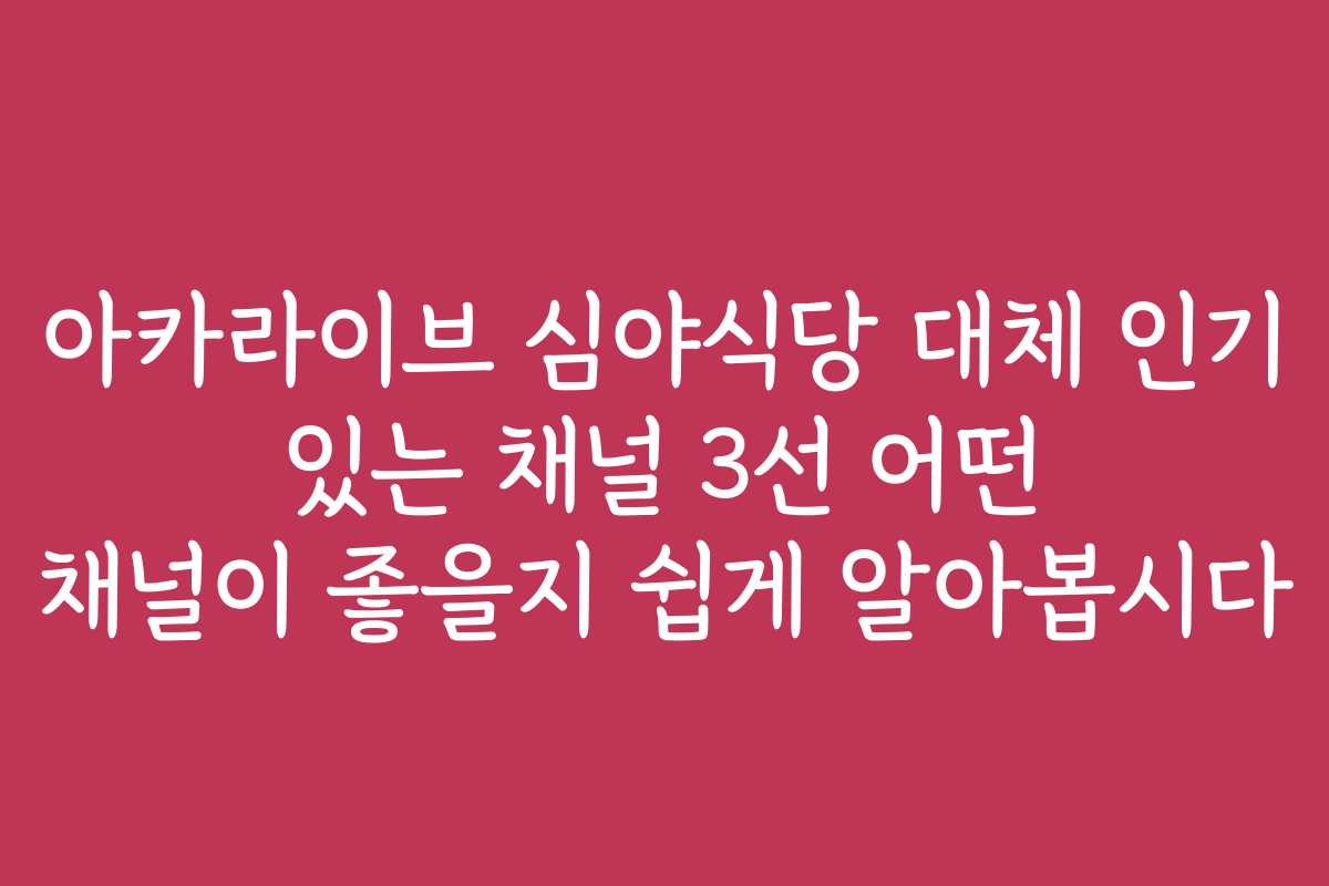 아카라이브 심야식당 대체 인기 있는 채널 3선 어떤 채널이 좋을지 쉽게 알아봅시다