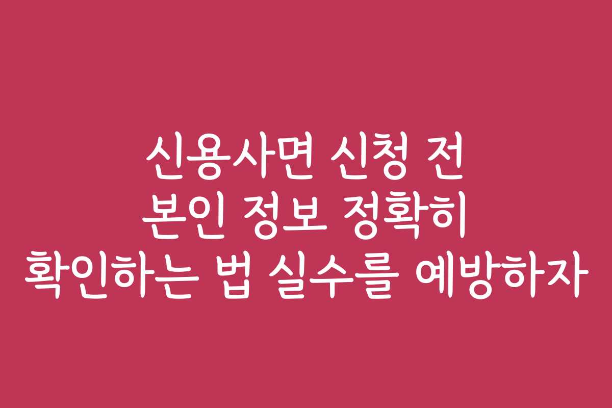신용사면 신청 전 본인 정보 정확히 확인하는 법 실수를 예방하자