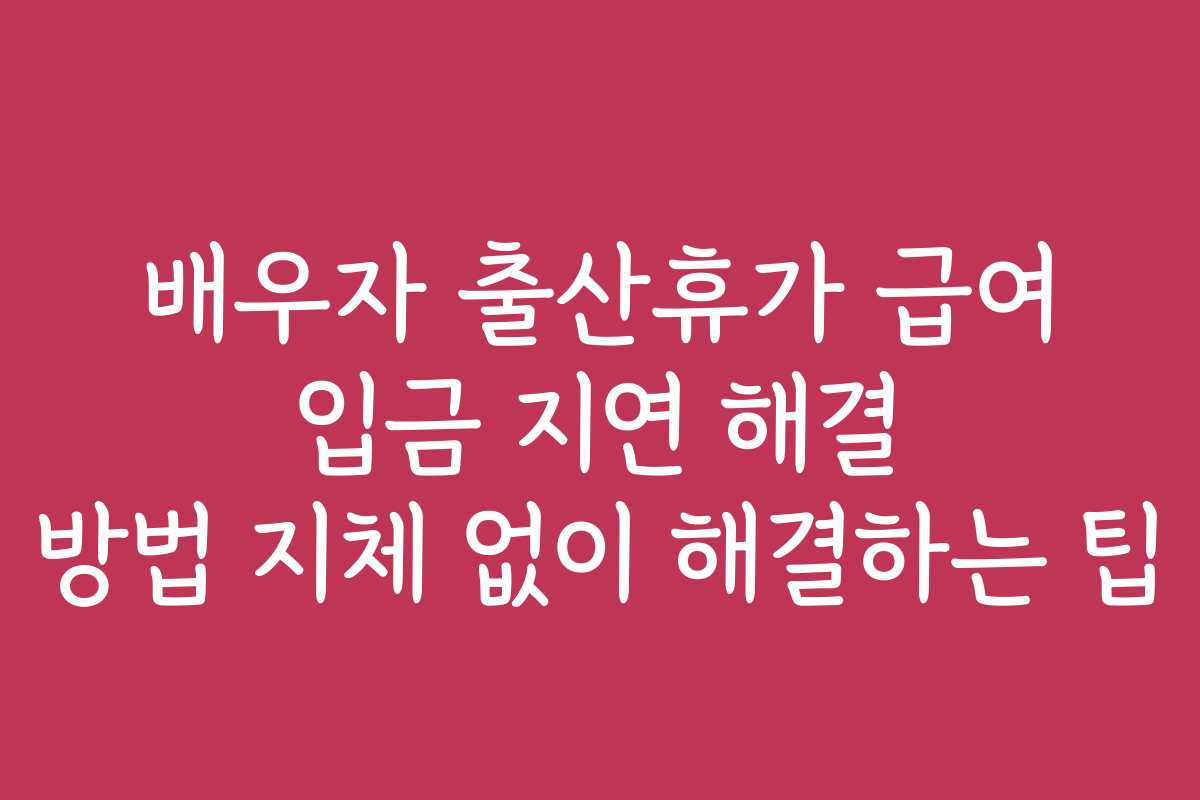 배우자 출산휴가 급여 입금 지연 해결 방법 지체 없이 해결하는 팁