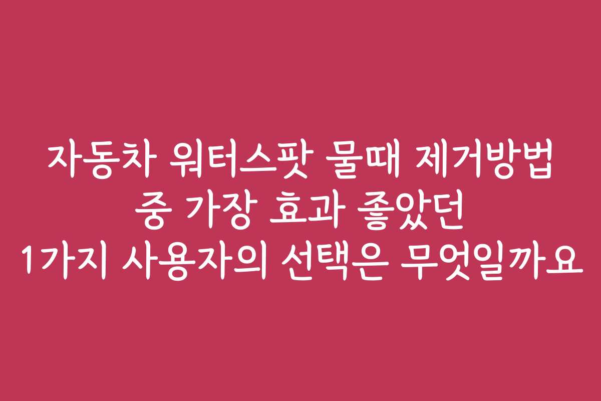 자동차 워터스팟 물때 제거방법 중 가장 효과 좋았던 1가지 사용자의 선택은 무엇일까요