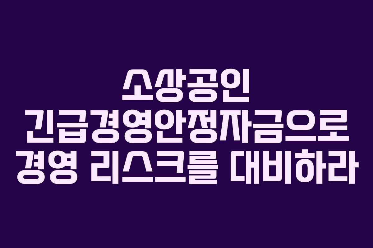 소상공인 긴급경영안정자금으로 경영 리스크를 대비하라