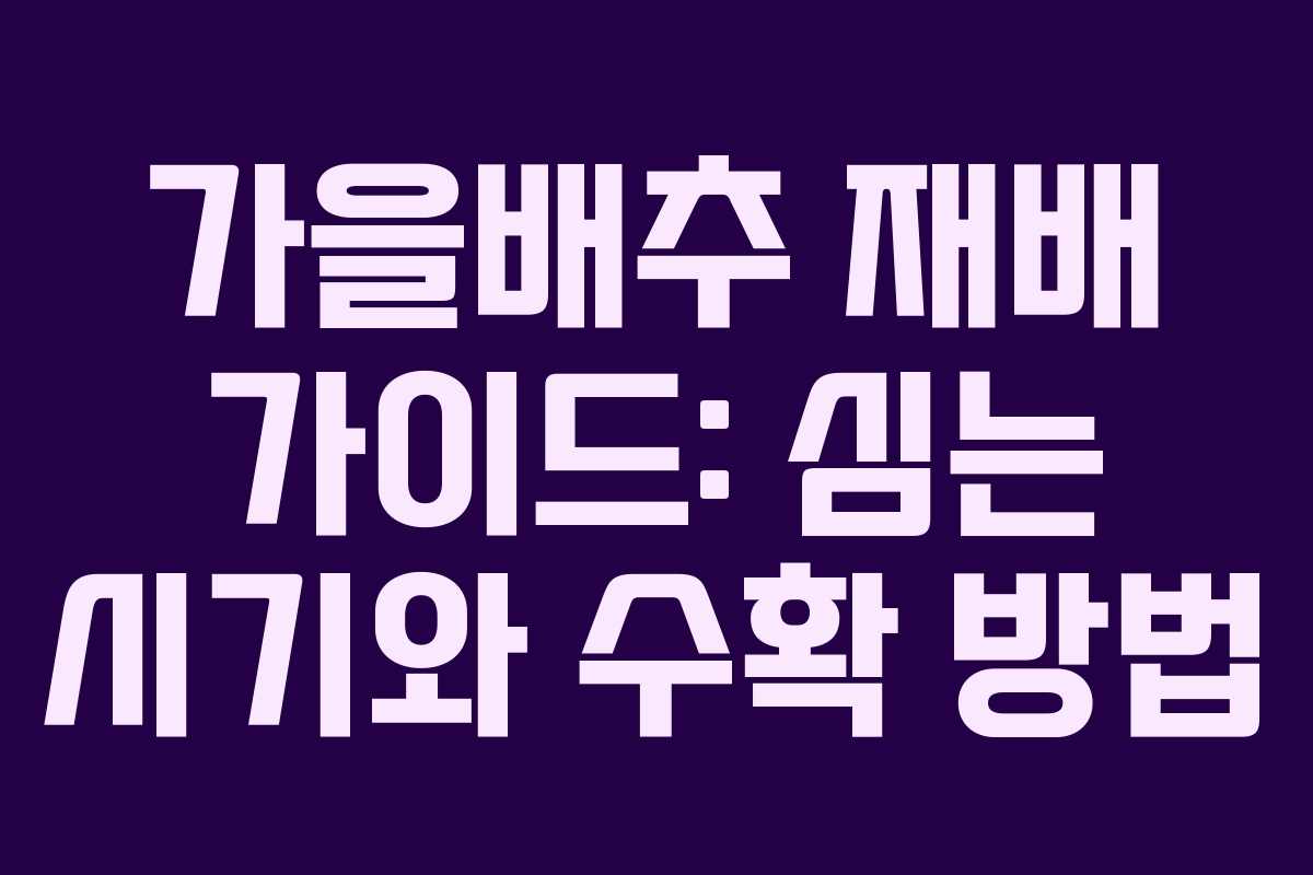 가을배추 재배 가이드: 심는 시기와 수확 방법