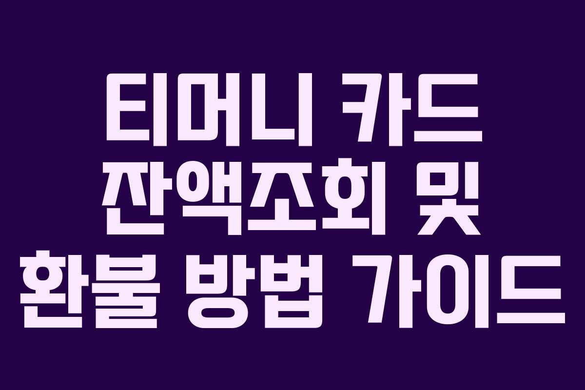 티머니 카드 잔액조회 및 환불 방법 가이드
