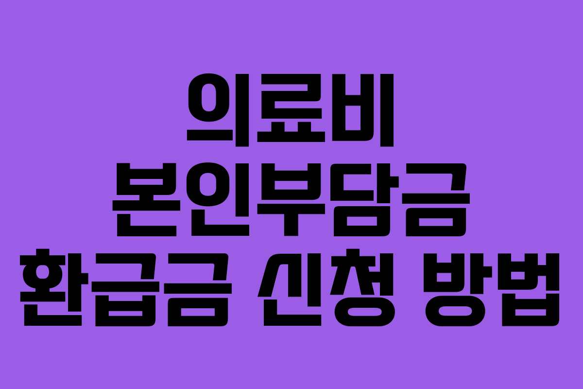 의료비 본인부담금 환급금 신청 방법