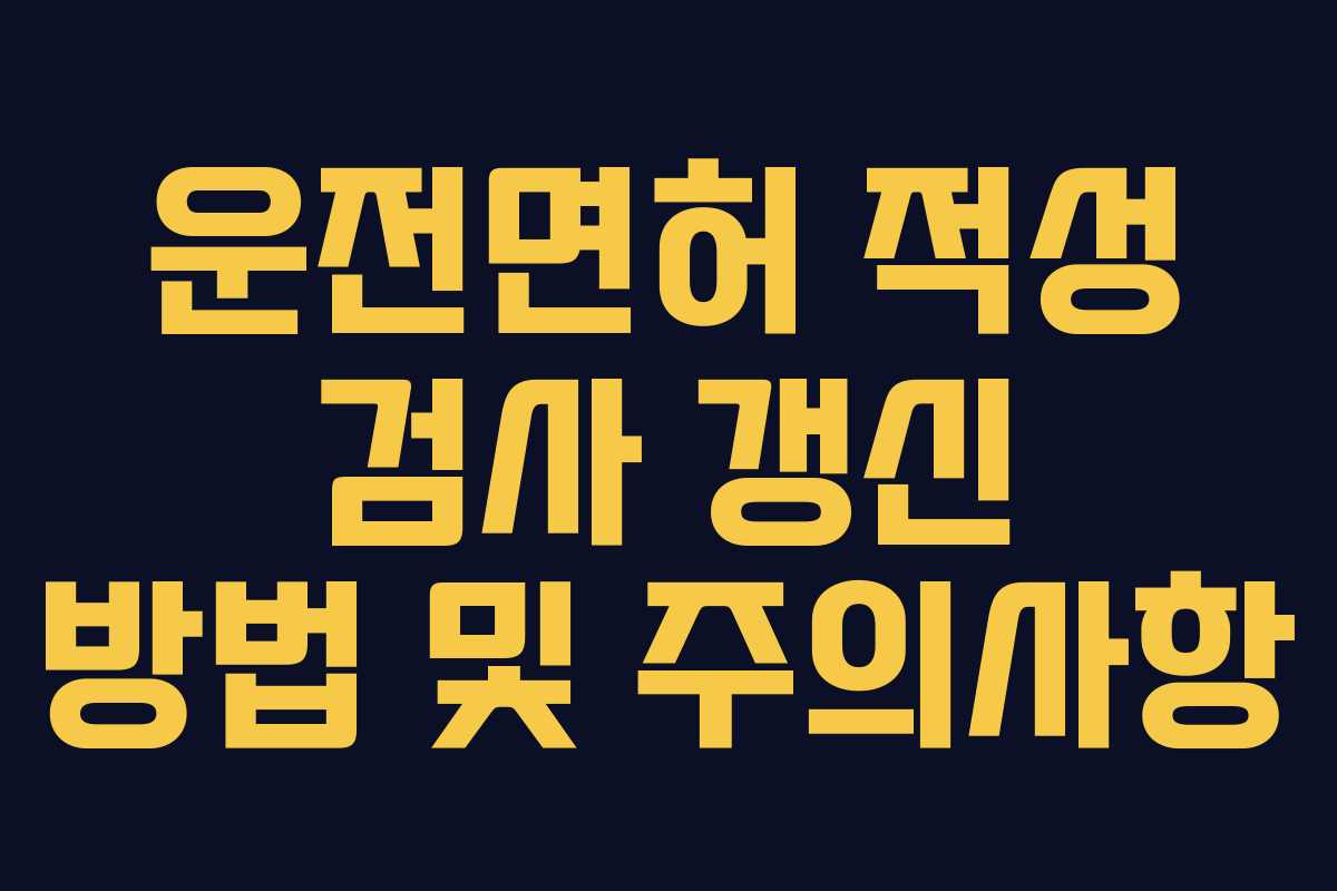 운전면허 적성 검사 갱신 방법 및 주의사항