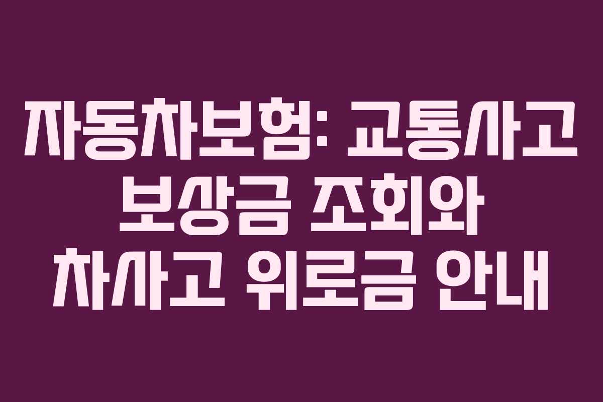 자동차보험: 교통사고 보상금 조회와 차사고 위로금 안내