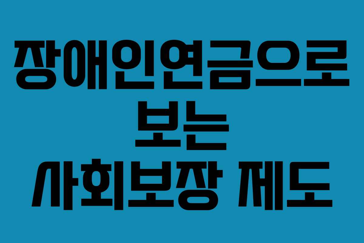 장애인연금으로 보는 사회보장 제도