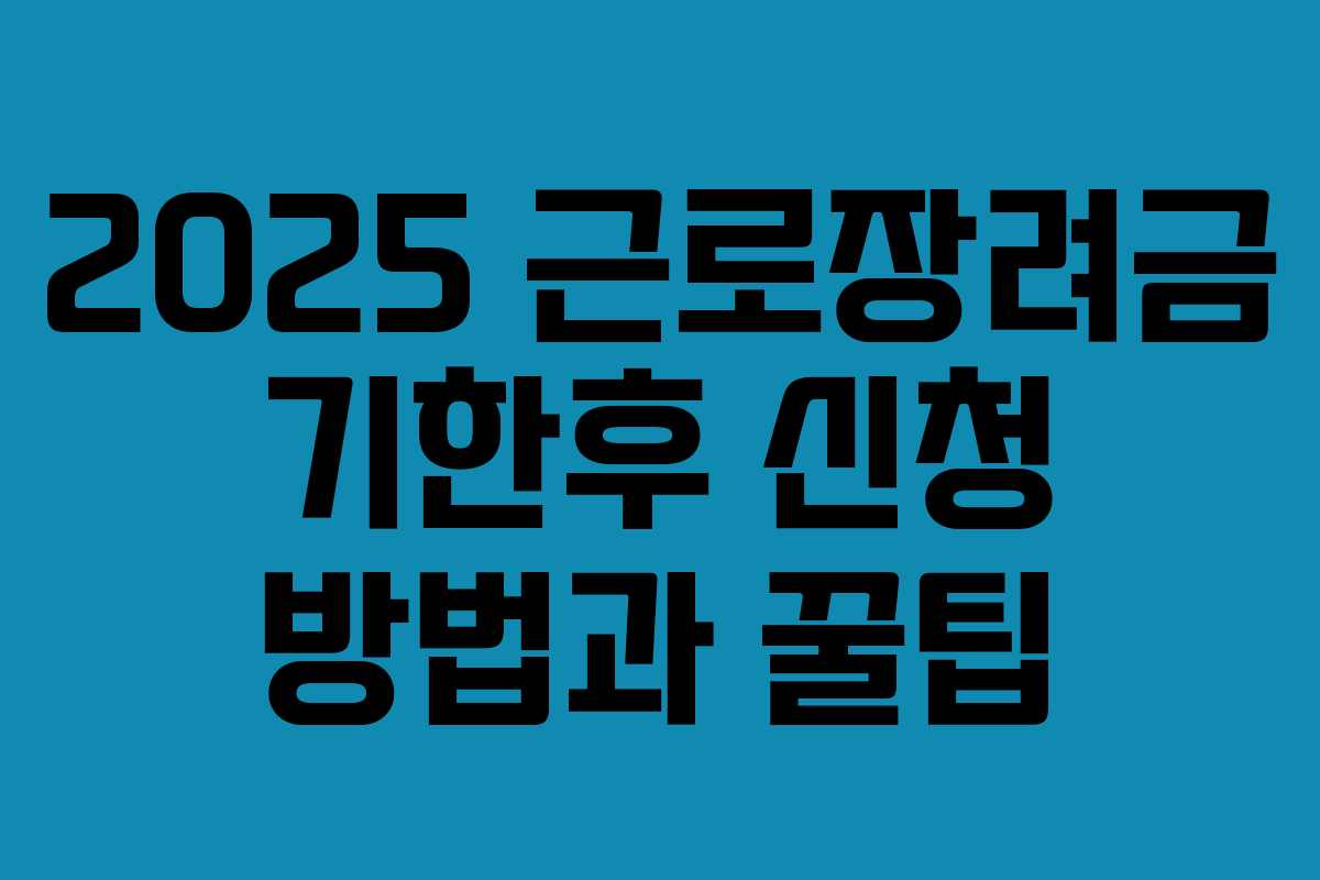 2025 근로장려금 기한후 신청 방법과 꿀팁