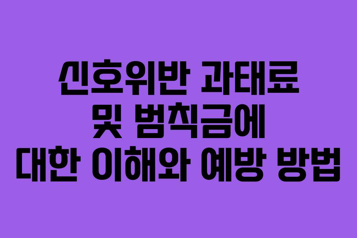 신호위반 과태료 및 범칙금에 대한 이해와 예방 방법
