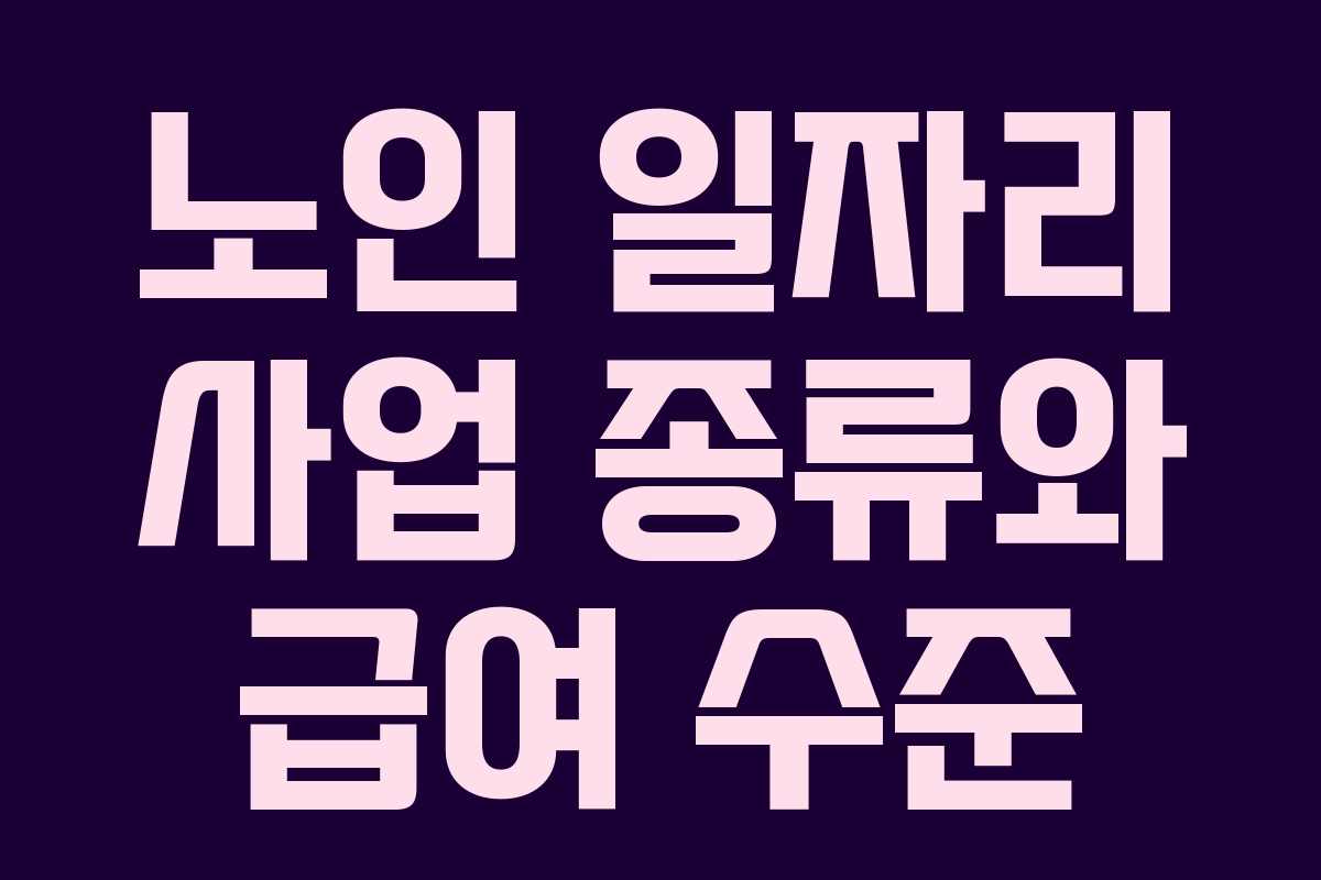노인 일자리 사업 종류와 급여 수준