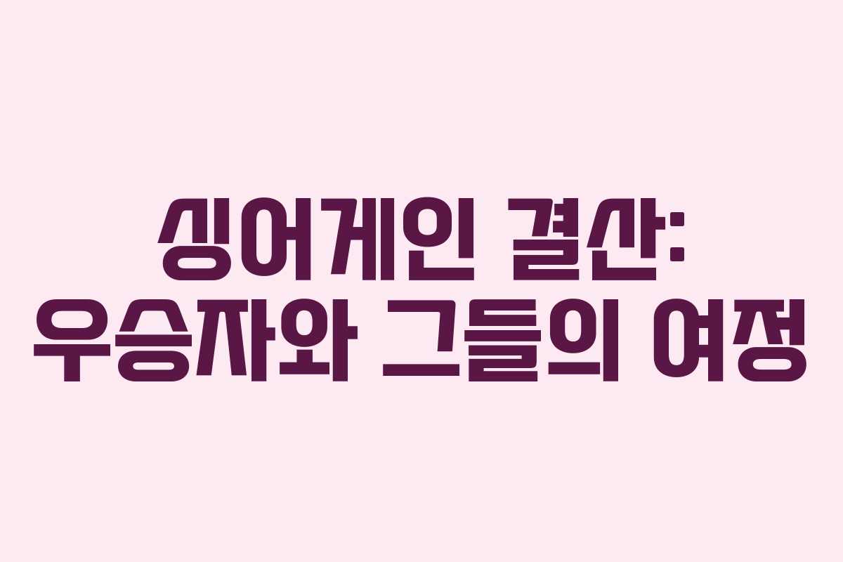 싱어게인 결산: 우승자와 그들의 여정