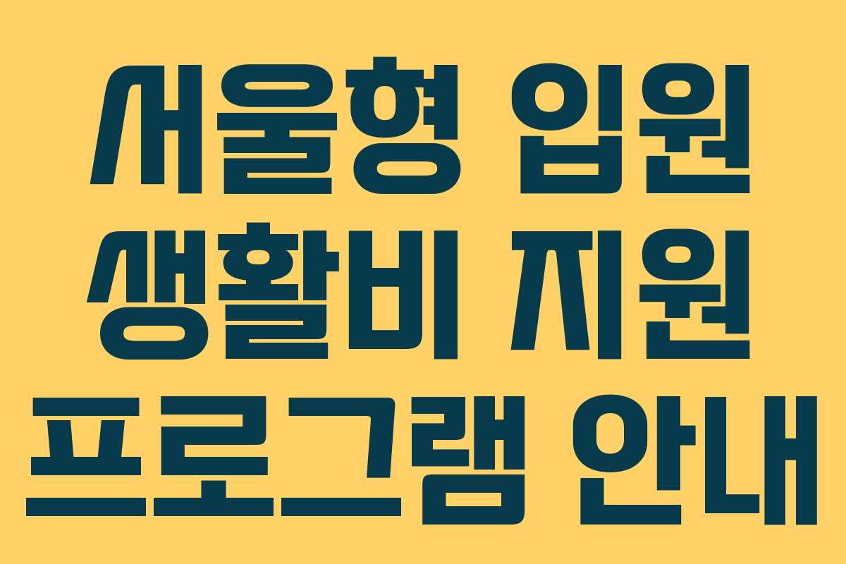 서울형 입원 생활비 지원 프로그램 안내