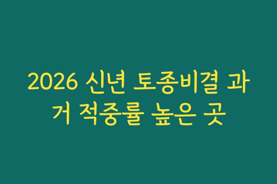 2026 신년 토종비결 과거 적중률 높은 곳