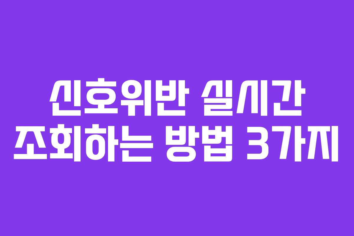 신호위반 실시간 조회하는 방법 3가지