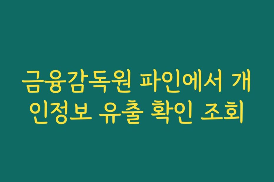 금융감독원 파인에서 개인정보 유출 확인 조회