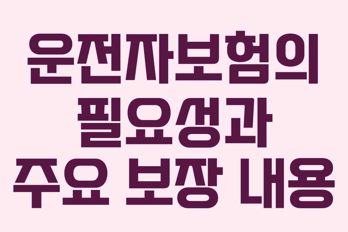 운전자보험의 필요성과 주요 보장 내용