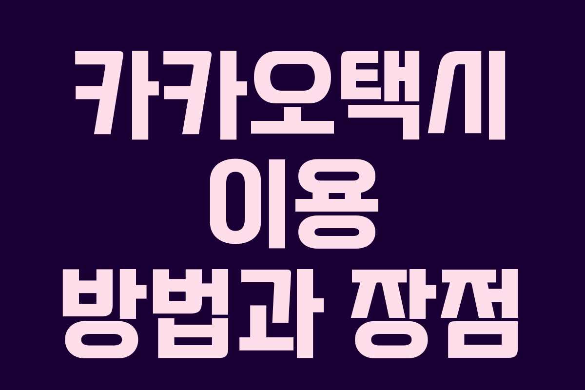 카카오택시 이용 방법과 장점
