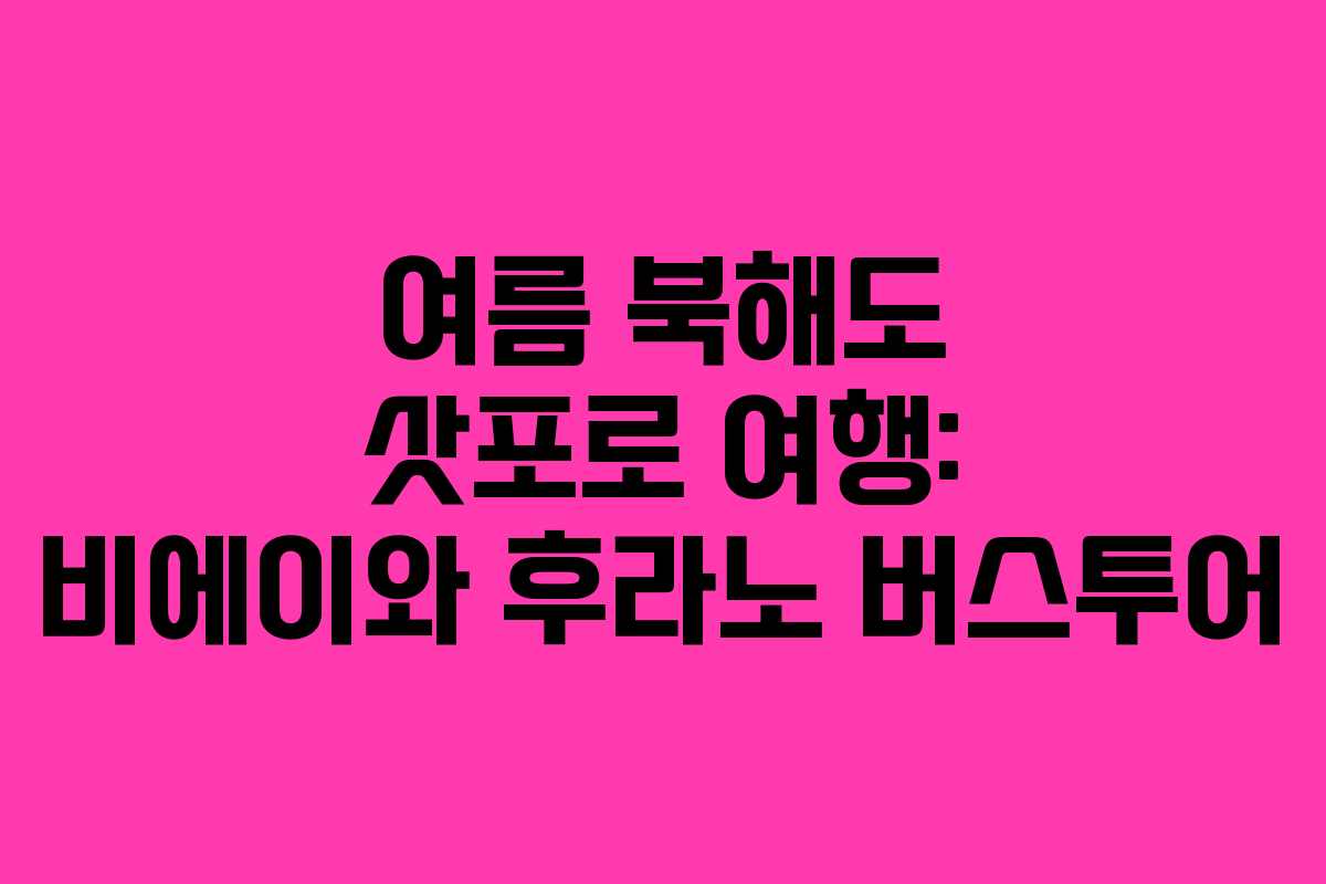 여름 북해도 삿포로 여행: 비에이와 후라노 버스투어