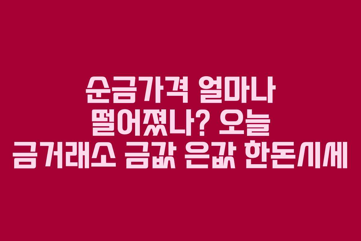 순금가격 얼마나 떨어졌나? 오늘 금거래소 금값 은값 한돈시세