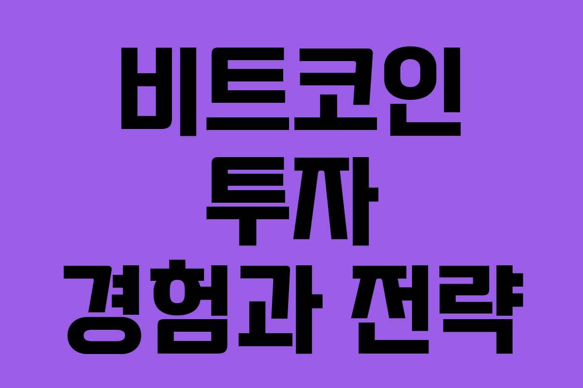 비트코인 투자 경험과 전략