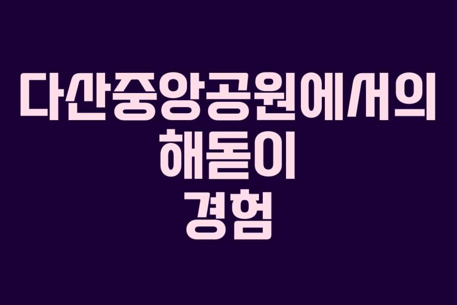 다산중앙공원에서의 해돋이 경험