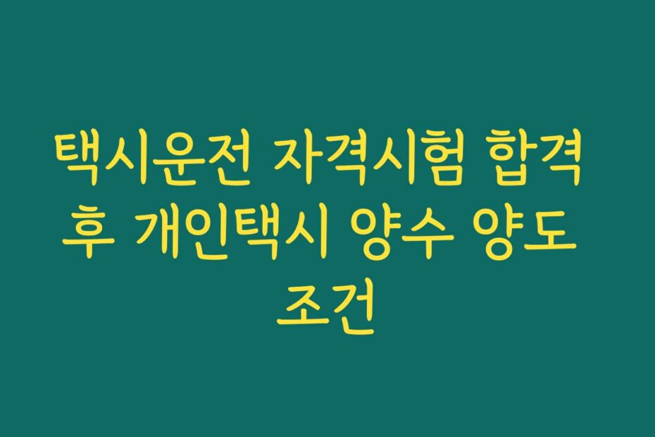 택시운전 자격시험 합격 후 개인택시 양수 양도 조건