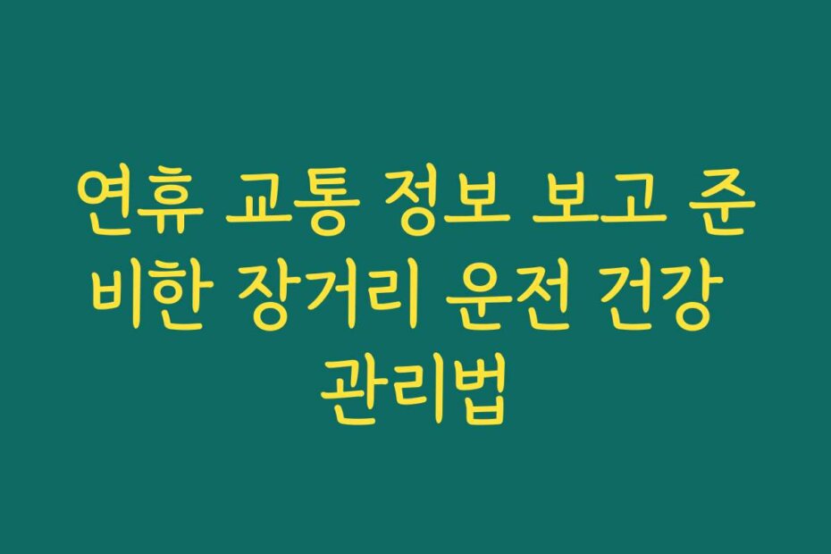연휴 교통 정보 보고 준비한 장거리 운전 건강 관리법