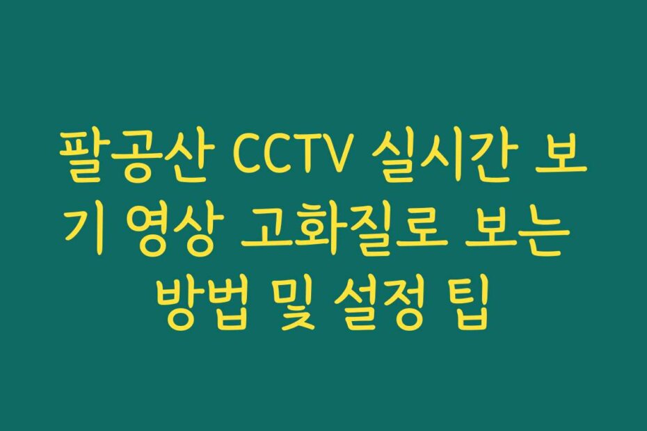 팔공산 CCTV 실시간 보기 영상 고화질로 보는 방법 및 설정 팁