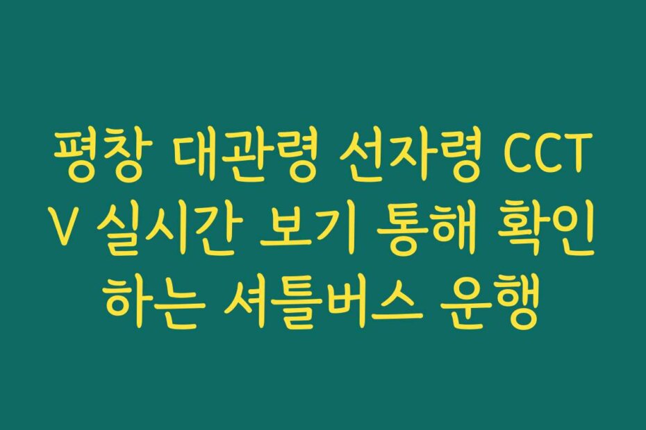 평창 대관령 선자령 CCTV 실시간 보기 통해 확인하는 셔틀버스 운행
