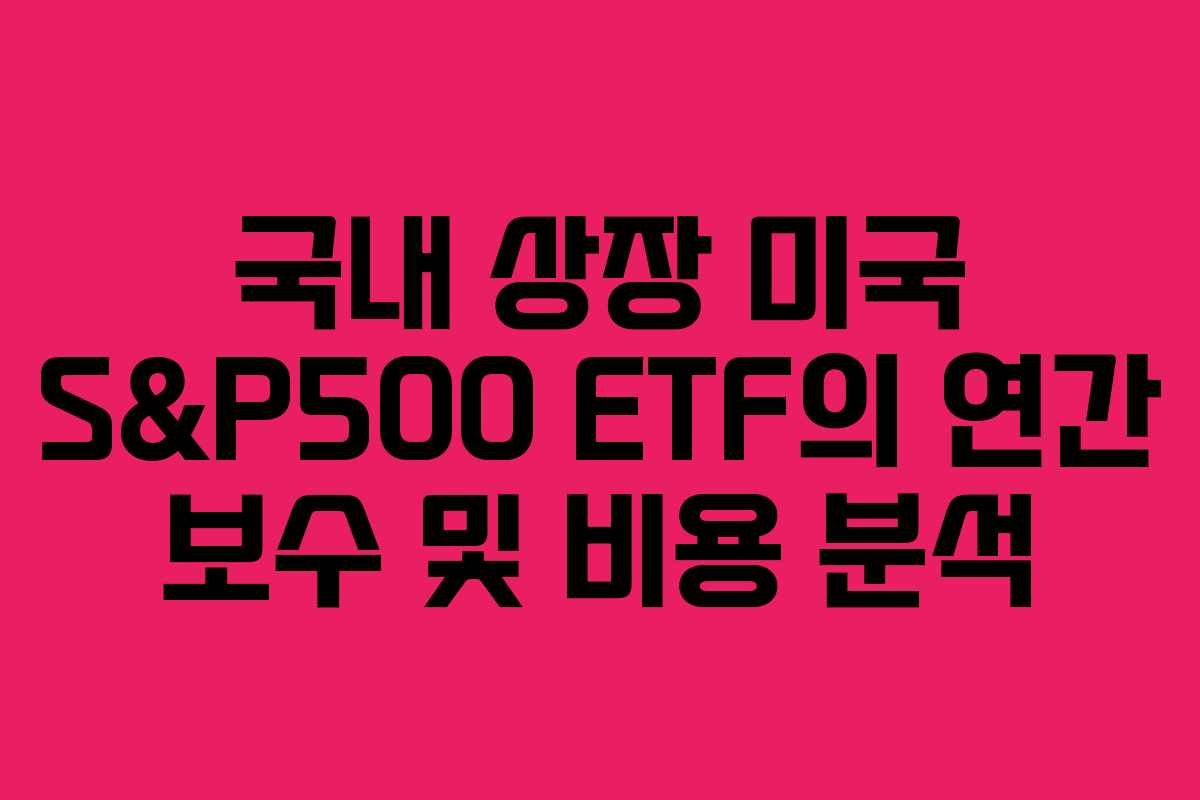 국내 상장 미국 S&P500 ETF의 연간 보수 및 비용 분석