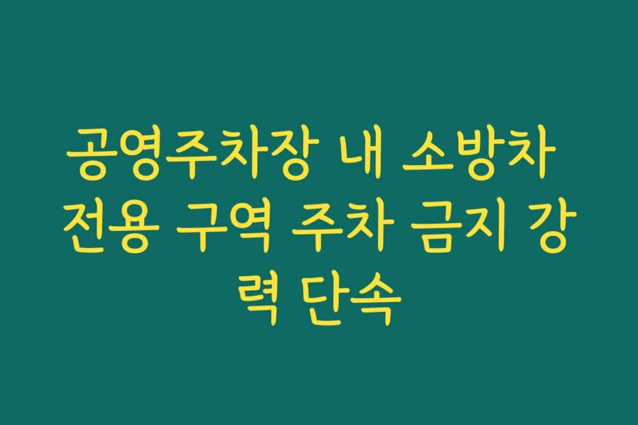 공영주차장 내 소방차 전용 구역 주차 금지 강력 단속