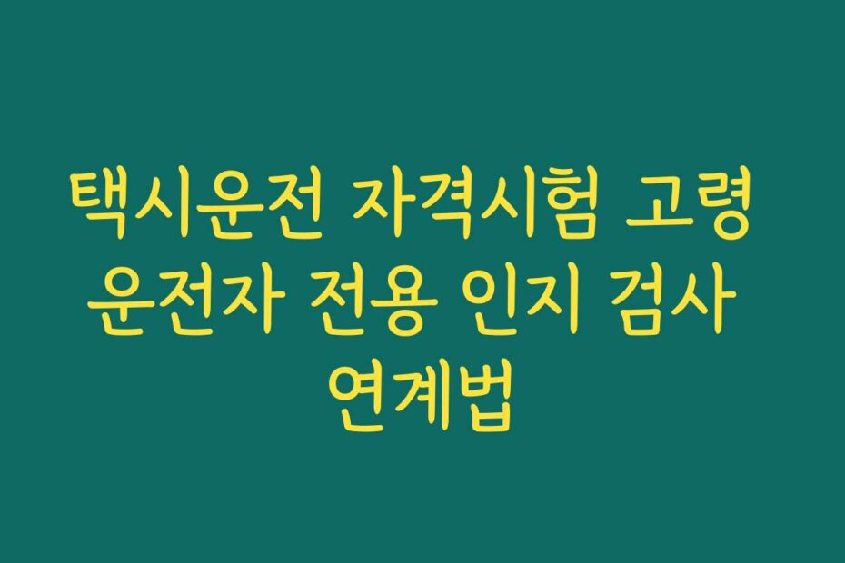 택시운전 자격시험 고령 운전자 전용 인지 검사 연계법
