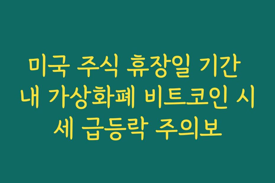 미국 주식 휴장일 기간 내 가상화폐 비트코인 시세 급등락 주의보