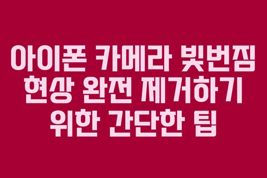 아이폰 카메라 빛번짐 현상 완전 제거하기 위한 간단한 팁