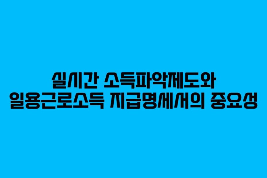 실시간 소득파악제도와 일용근로소득 지급명세서의 중요성