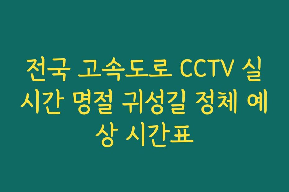 전국 고속도로 CCTV 실시간 명절 귀성길 정체 예상 시간표
