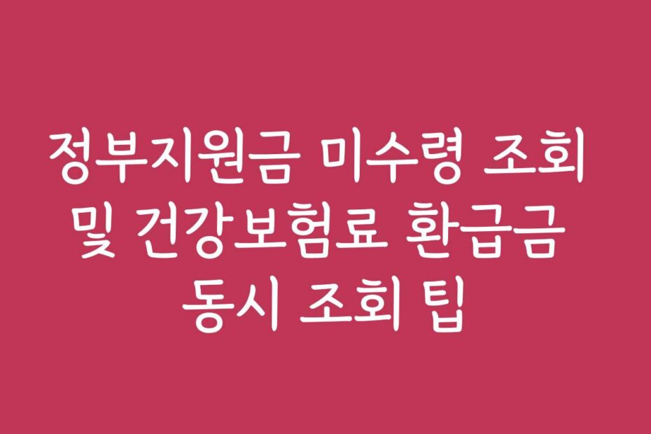 정부지원금 미수령 조회 및 건강보험료 환급금 동시 조회 팁
